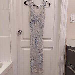 Vintage DKNY Elegant Baby Blue and A Hint Of Yellow Midi Dress
